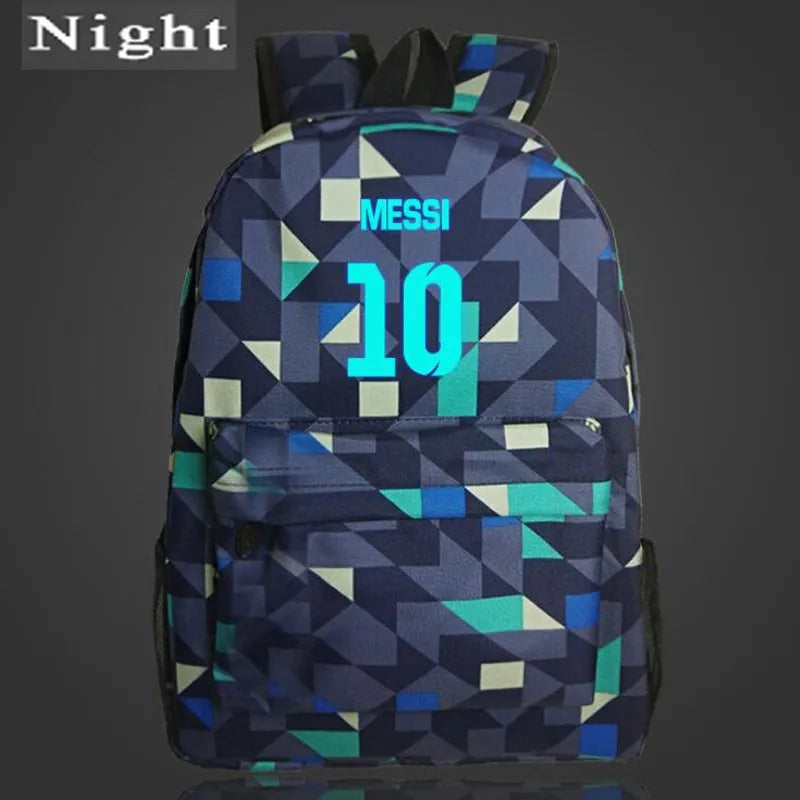 Messi 10# Logo Teenagers School Backpacks for boys Night-luminous Barcelona travel bags School Bag Shoulder Bags Gift For Kids