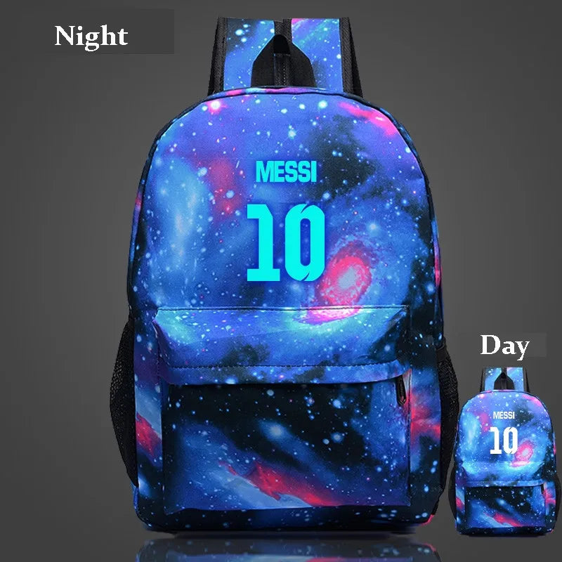 Teenagers School Bags for Boys Messi Night-luminous Barcelona Travel Bags Galaxy School Bag For Kids Gift Fans Backpack