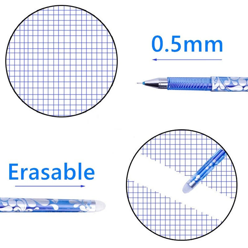 Haile 2+20pcs/Set Cute Gel Pen Erasable Refill Rod Erasable Pen Washable Handle School Writing Stationery Back to School Gifts