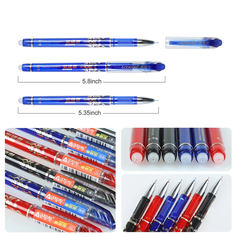 Haile 2+20pcs/Set Cute Gel Pen Erasable Refill Rod Erasable Pen Washable Handle School Writing Stationery Back to School Gifts